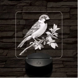 Veréb pihenő 7 színű valósághű 3D led lámpa