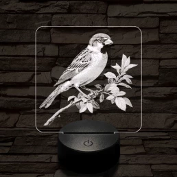 Veréb pihenő 7 színű valósághű 3D led lámpa