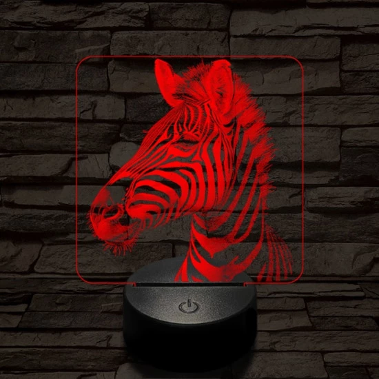 Bájos zebra 7 színű valósághű 3D led lámpa