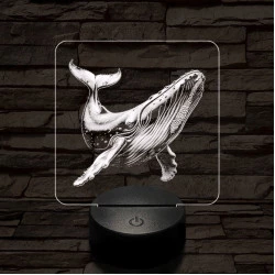 Hosszúszárnyú bálna 7 színű valósághű 3D led lámpa
