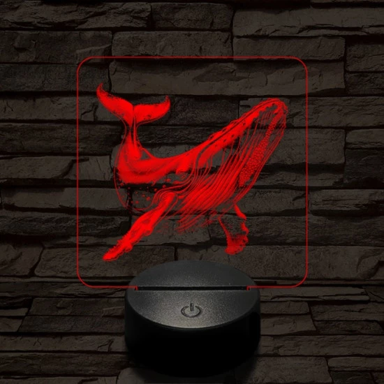 Hosszúszárnyú bálna 7 színű valósághű 3D led lámpa