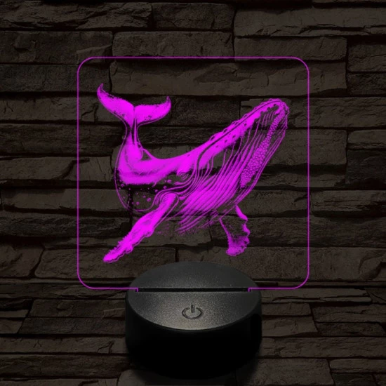 Hosszúszárnyú bálna 7 színű valósághű 3D led lámpa