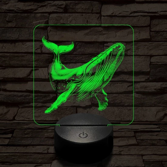 Hosszúszárnyú bálna 7 színű valósághű 3D led lámpa