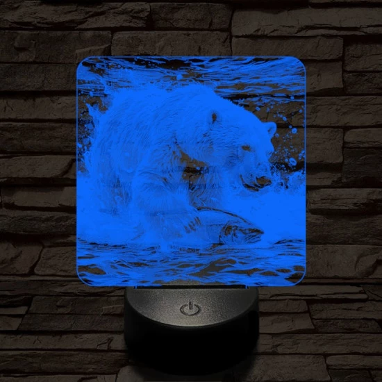 Halászó jegesmedve 7 színű valósághű 3D led lámpa