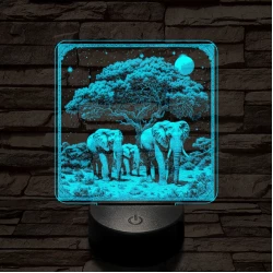 Elefántcsalád 7 színű valósághű 3D led lámpa