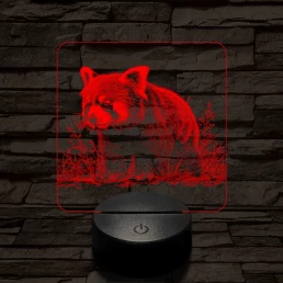Vörös macskamedve 7 színű valósághű 3D led lámpa