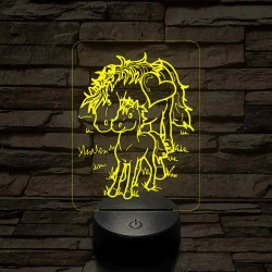 Anya ló kiscsikóval – 7 színű, színváltós 3D LED lámpa