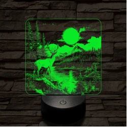 Gyönyörködő szarvas 7 színű valósághű 3D led lámpa