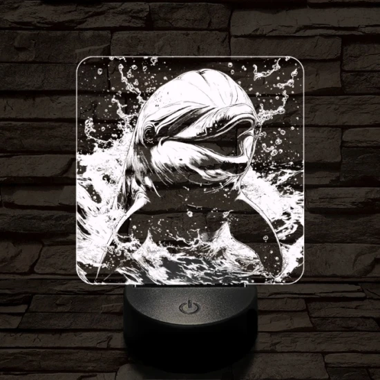 Boldog delfin 7 színű valósághű 3D led lámpa