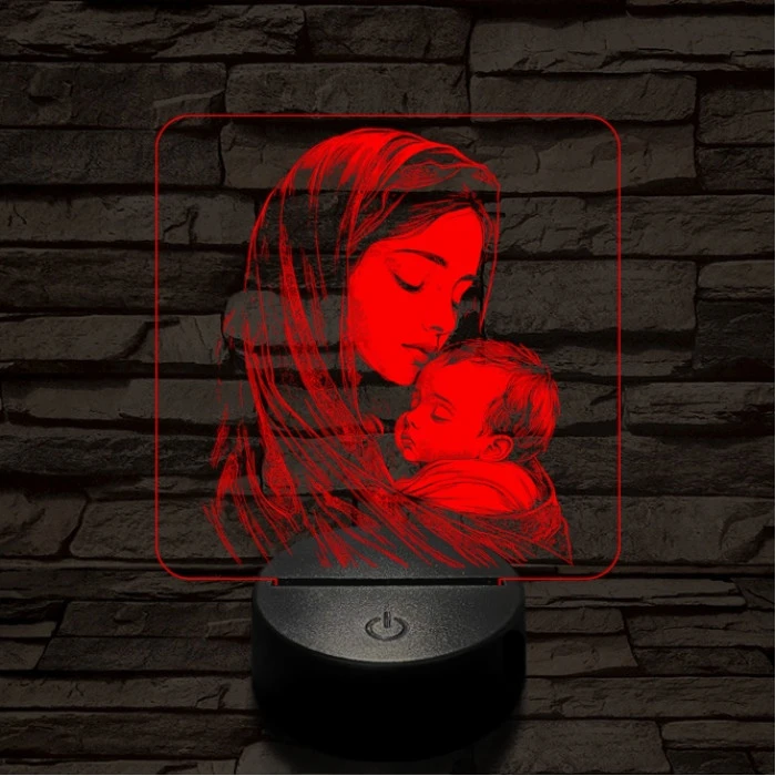 Anyai szeretet 7 színű valósághű 3D led lámpa