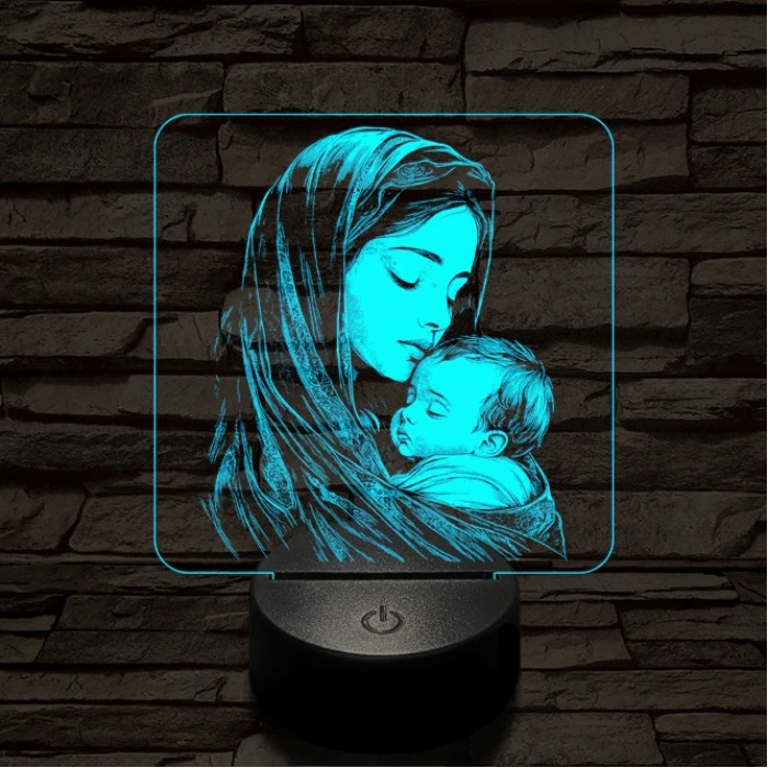 Anyai szeretet 7 színű valósághű 3D led lámpa