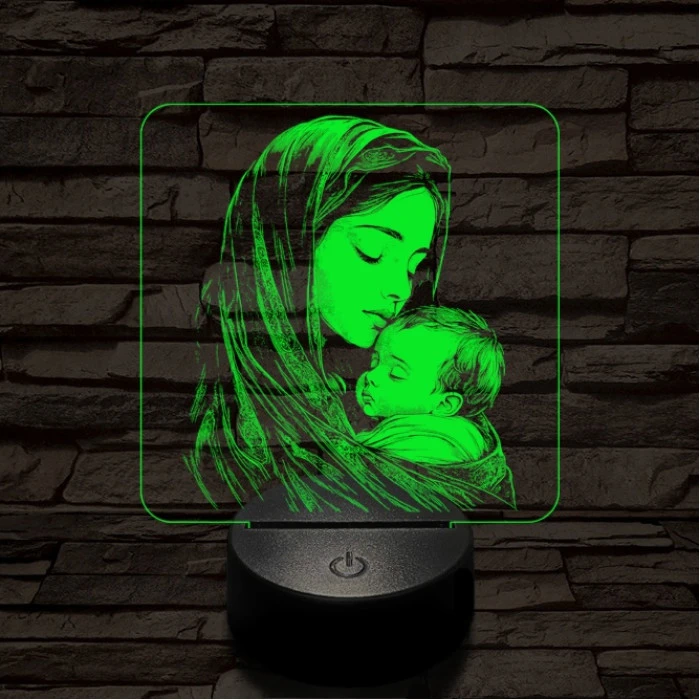 Anyai szeretet 7 színű valósághű 3D led lámpa