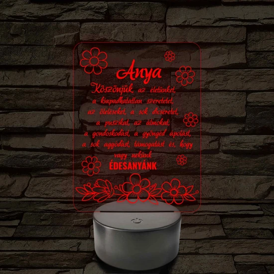 Anyák napjára virágzó szeretet TÖBBES SZÁMBAN! - 7 színű 3D LED lámpa