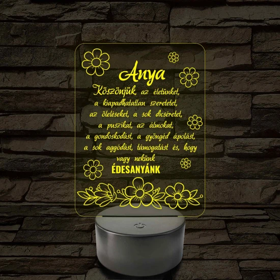 Anyák napjára virágzó szeretet TÖBBES SZÁMBAN! - 7 színű 3D LED lámpa