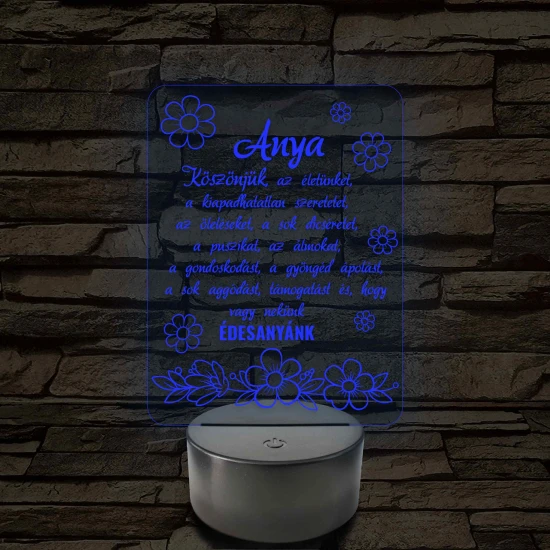 Anyák napjára virágzó szeretet TÖBBES SZÁMBAN! - 7 színű 3D LED lámpa