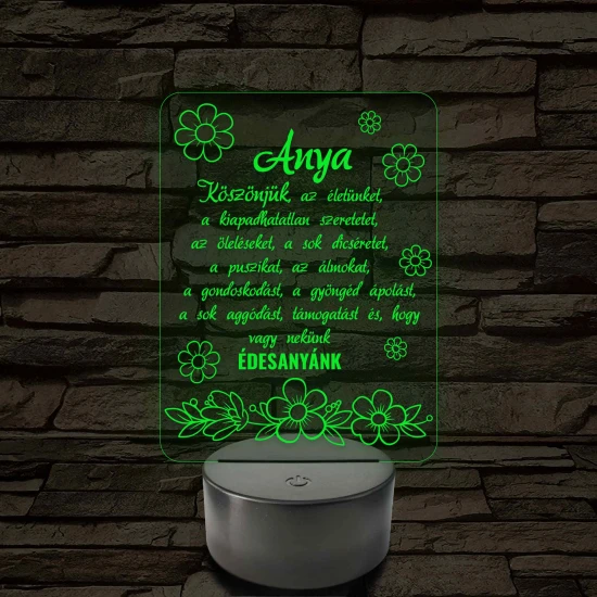 Anyák napjára virágzó szeretet TÖBBES SZÁMBAN! - 7 színű 3D LED lámpa