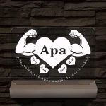 Apa szíverő személyre szabott fa talppal 7 színű 3D led lámpa