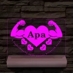 Apa szíverő személyre szabott fa talppal 7 színű 3D led lámpa