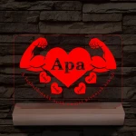 Apa szíverő személyre szabott fa talppal 7 színű 3D led lámpa
