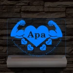Apa szíverő személyre szabott fa talppal 7 színű 3D led lámpa