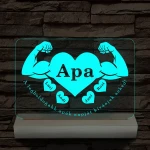 Apa szíverő személyre szabott fa talppal 7 színű 3D led lámpa