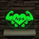 Apa szíverő személyre szabott fa talppal 7 színű 3D led lámpa
