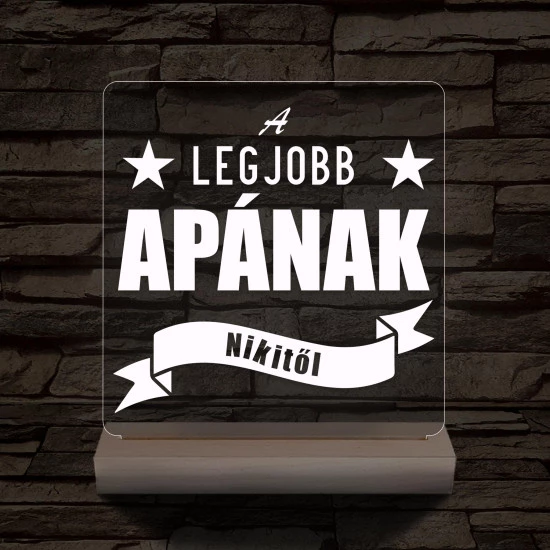 A legjobb Apának személyre szabott fa talppal 7 színű 3D led lámpa