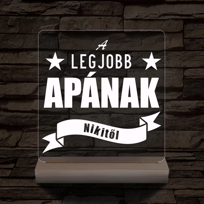 A legjobb Apának személyre szabott fa talppal 7 színű 3D led lámpa