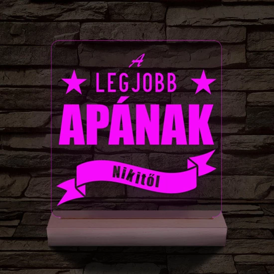 A legjobb Apának személyre szabott fa talppal 7 színű 3D led lámpa
