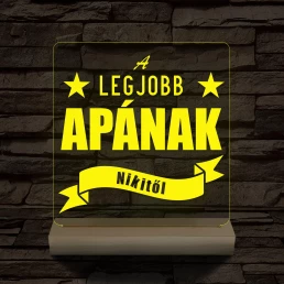 A legjobb Apának személyre szabott fa talppal 7 színű 3D led lámpa