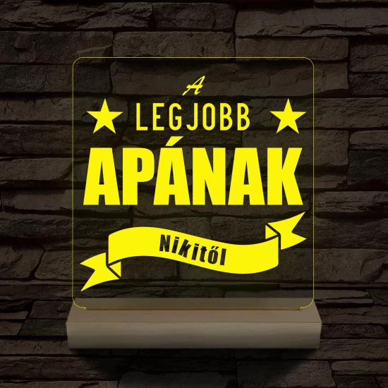 A legjobb Apának személyre szabott fa talppal 7 színű 3D led lámpa
