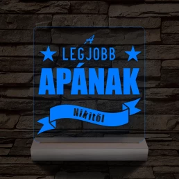 A legjobb Apának személyre szabott fa talppal 7 színű 3D led lámpa
