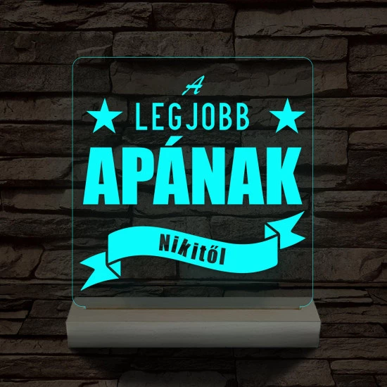 A legjobb Apának személyre szabott fa talppal 7 színű 3D led lámpa