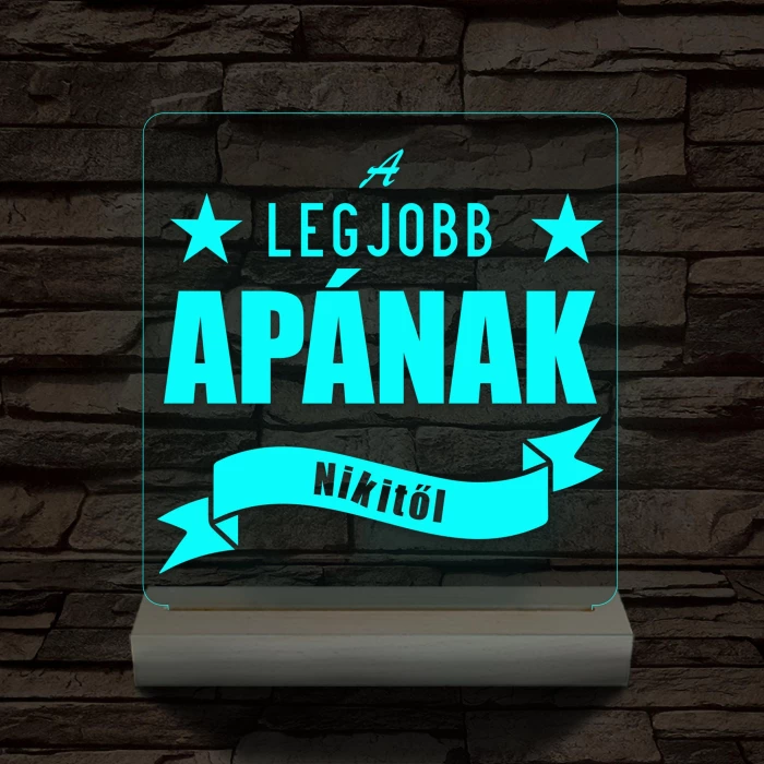A legjobb Apának személyre szabott fa talppal 7 színű 3D led lámpa