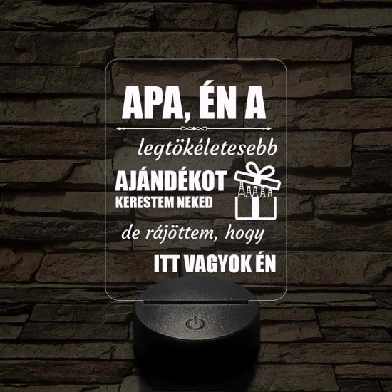 Apák napi humoros feliratú 7 színű 3D led lámpa