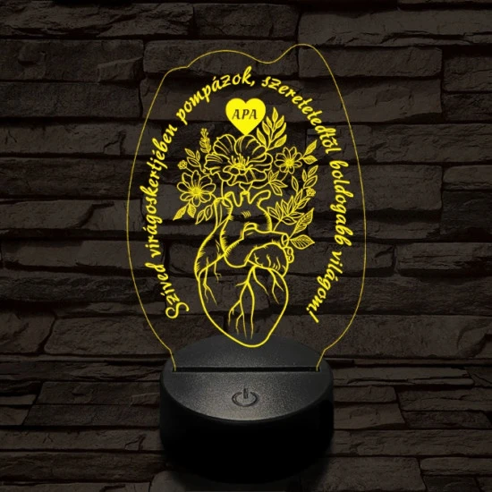 Apai szív kertje 7 színű 3D led lámpa