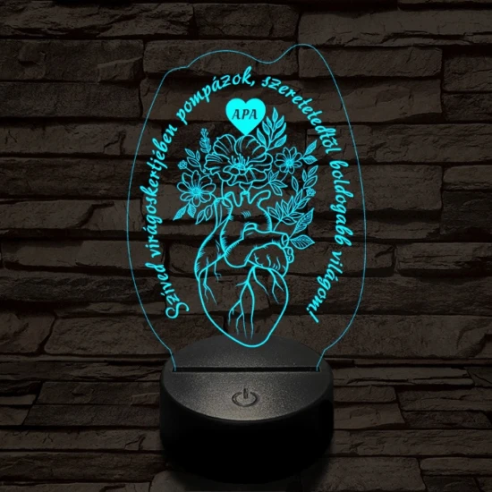 Apai szív kertje 7 színű 3D led lámpa