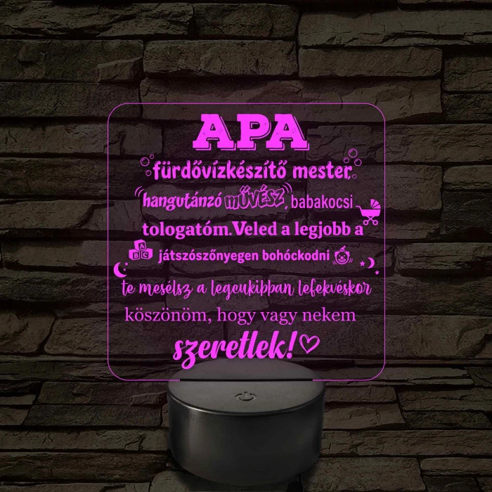 Apa a fürdővízkészítő mester – 7 színű, színváltós LED lámpa