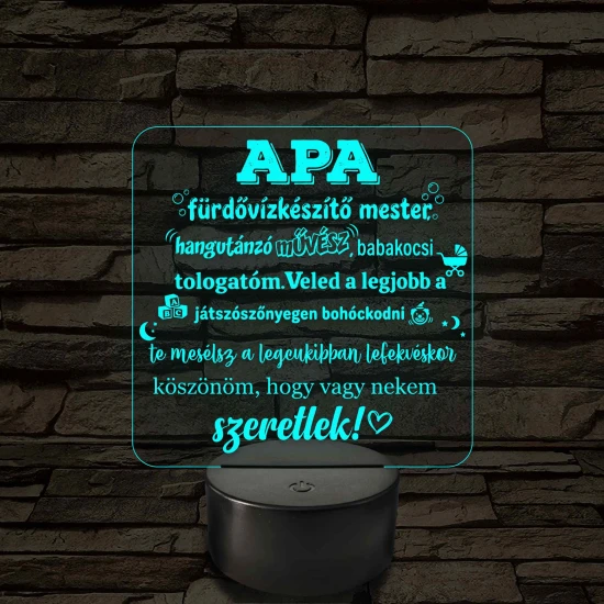 Apa a fürdővízkészítő mester – 7 színű, színváltós LED lámpa