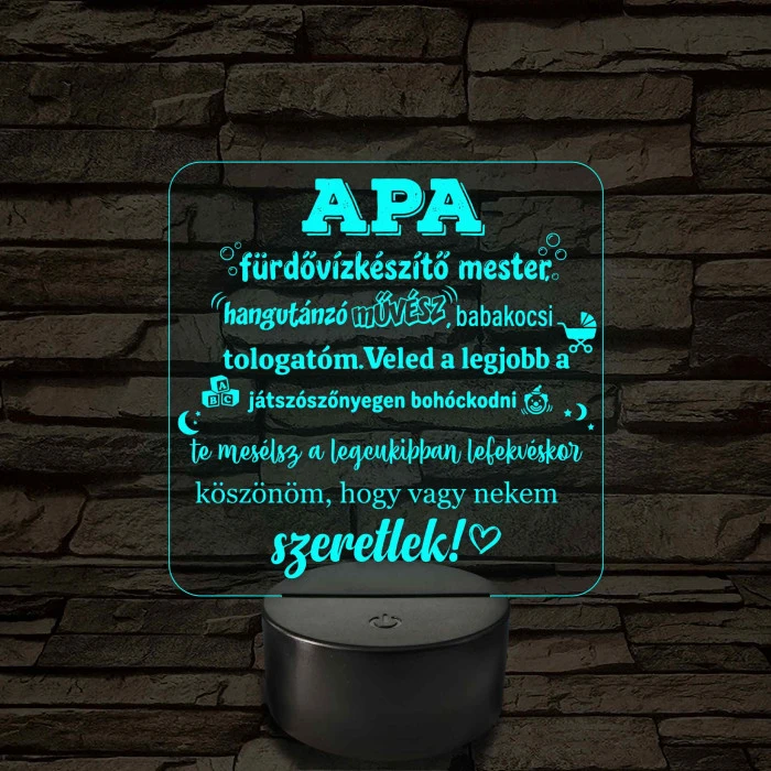 Apa a fürdővízkészítő mester – 7 színű, színváltós LED lámpa