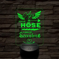 Apák napi kedves üzenet 7 színű 3D led lámpa