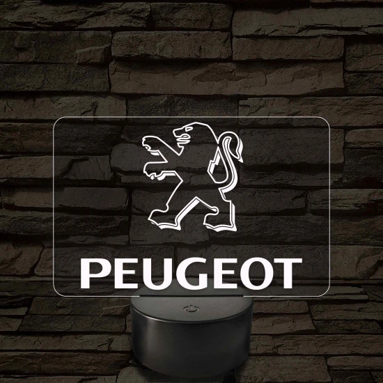 Peugeot logó – 7 színű, színváltós LED lámpa