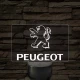 Peugeot logó – 7 színű, színváltós LED lámpa