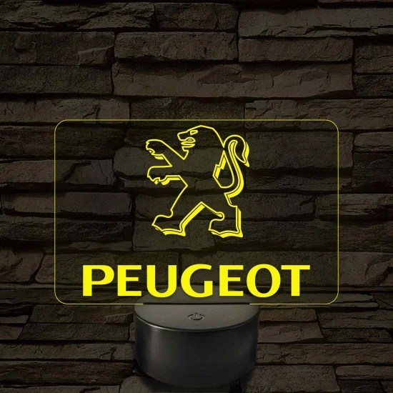Peugeot logó – 7 színű, színváltós LED lámpa