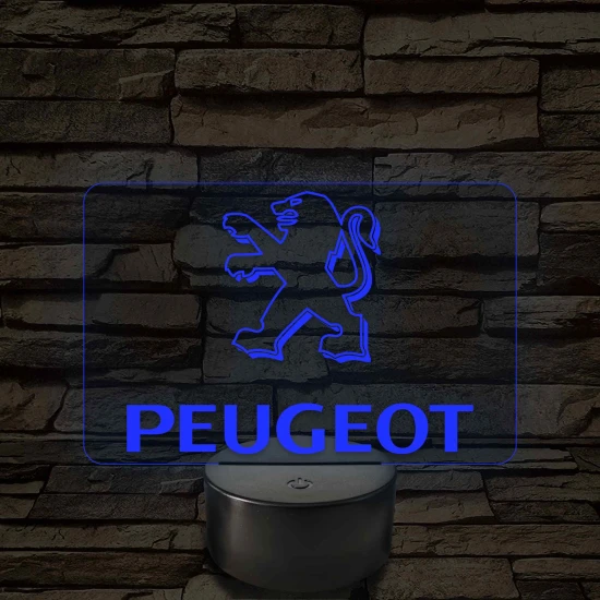 Peugeot logó – 7 színű, színváltós LED lámpa