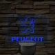 Peugeot logó – 7 színű, színváltós LED lámpa