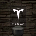 Tesla logó – 7 színű, színváltós LED lámpa