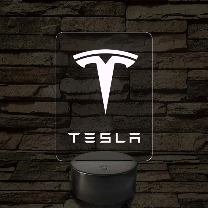 Tesla logó – 7 színű, színváltós LED lámpa
