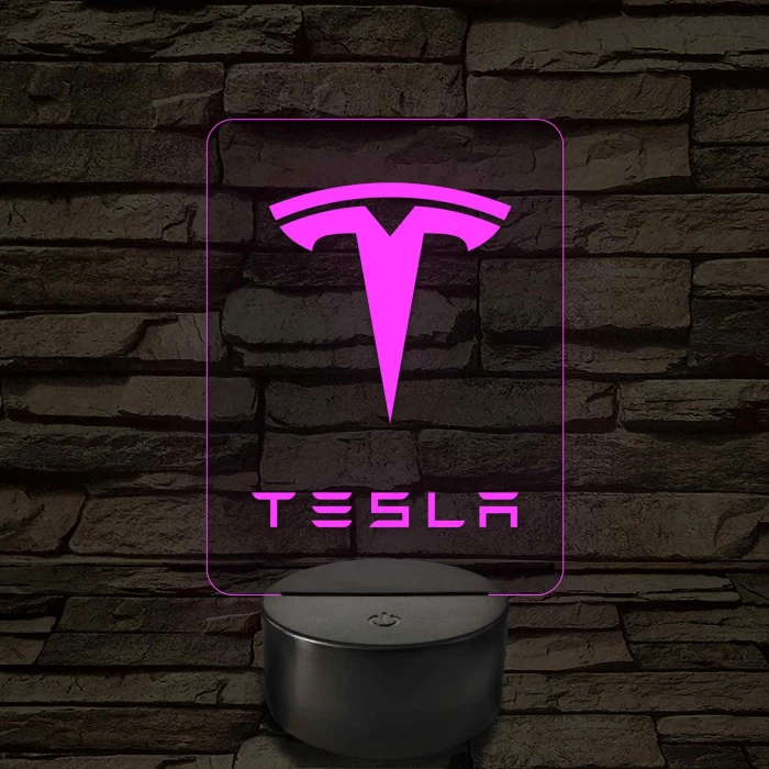 Tesla logó – 7 színű, színváltós LED lámpa