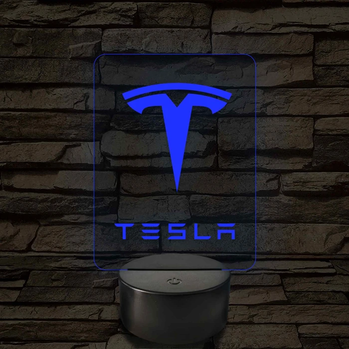 Tesla logó – 7 színű, színváltós LED lámpa